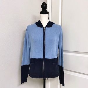JUNCTION WEST Blue Zipper Sweater with Hoodie